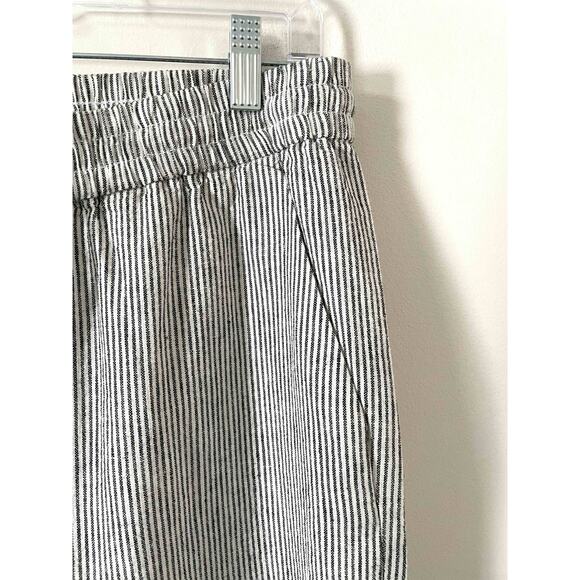 J.Crew Linen Striped Elastic Waist Casual Pants Black Size 6 NEW - Picture 3 of 9